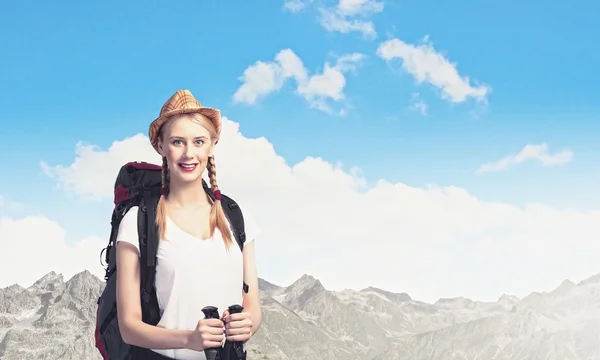 Young woman mountaineer — Stock Photo, Image