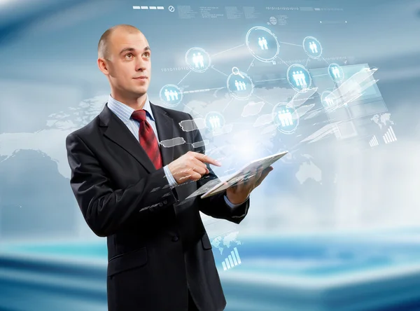 Businessman with tablet pc — Stock Photo, Image