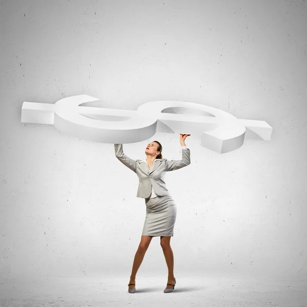 Businesswoman and dollar sign — Stock Photo, Image