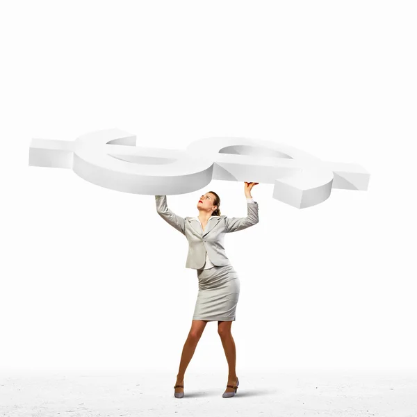 Businesswoman and dollar sign — Stock Photo, Image