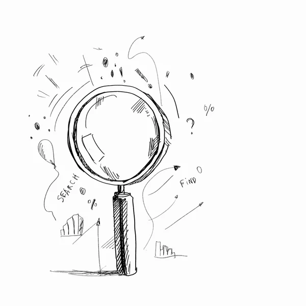拡大鏡のスケッチ — ストック写真