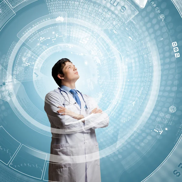 Male doctor thinking — Stock Photo, Image