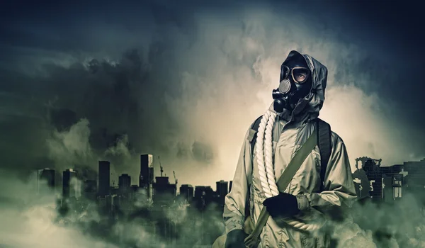 Stalker in gas mask — Stock Photo, Image