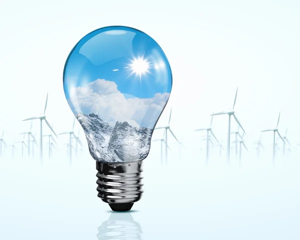 Electric bulb and windmill generators — Stock Photo, Image