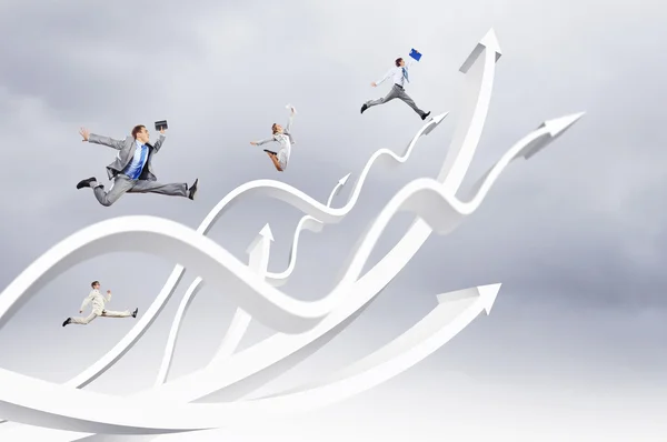 Businesspeople jumping — Stock Photo, Image