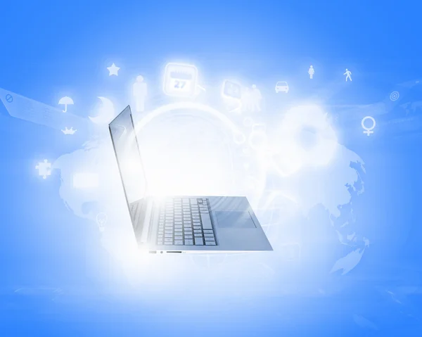 Background image with laptop — Stock Photo, Image