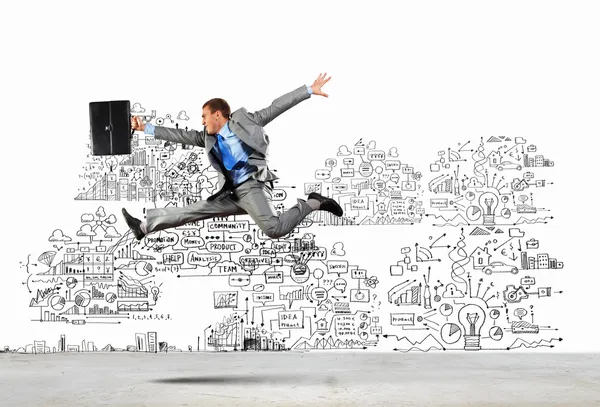 Jumping businessman — Stock Photo, Image