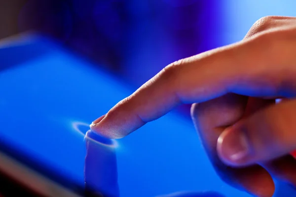 Finger touching screen — Stock Photo, Image