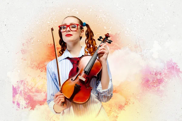 Young woman violinist — Stock Photo, Image