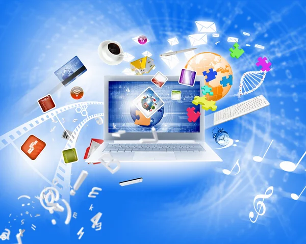 Background image with laptop — Stock Photo, Image