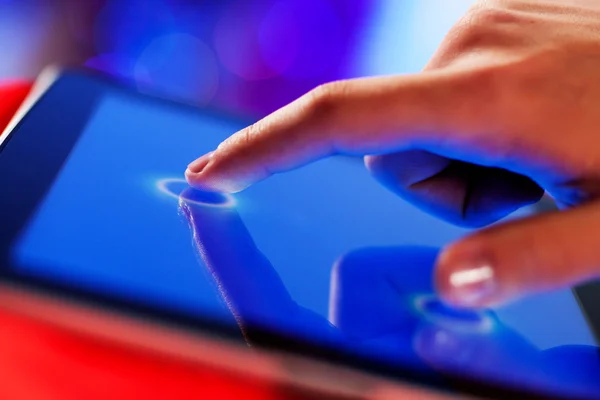 Finger touching screen — Stock Photo, Image