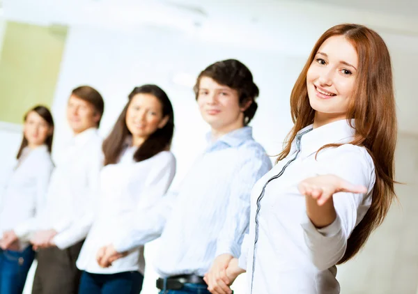 Five students smiling — Stock Photo, Image