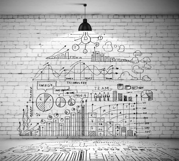 Business sketch on wall — Stock Photo, Image