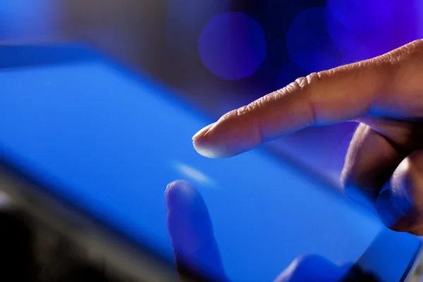 Finger touching screen — Stock Photo, Image