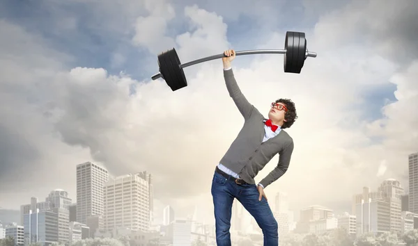 Weight Lifting businessman — Stock Photo, Image