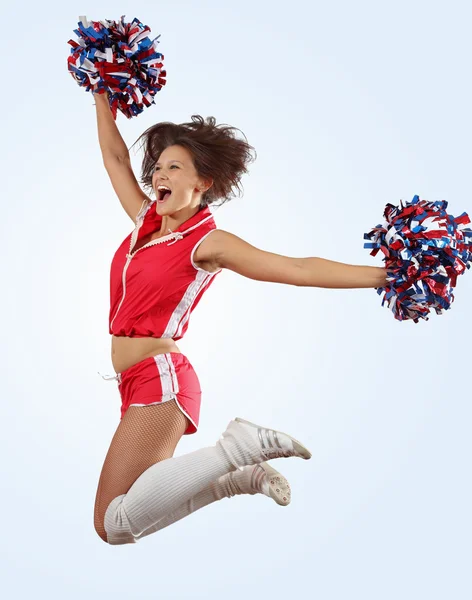 Cheerleader meisje springen — Stockfoto