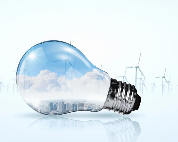 Generatoren für Glühbirnen und Windmühlen — Stockfoto