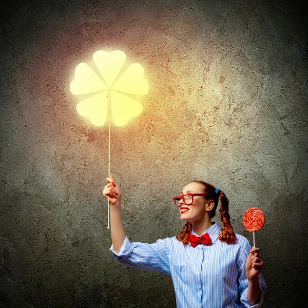 Teenager girl with candy — Stock Photo, Image