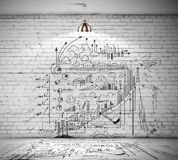 Business sketch on wall — Stock Photo, Image