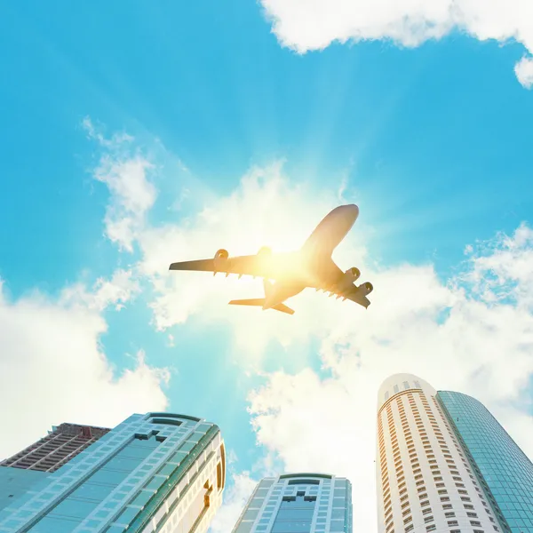 Plane in sky — Stock Photo, Image