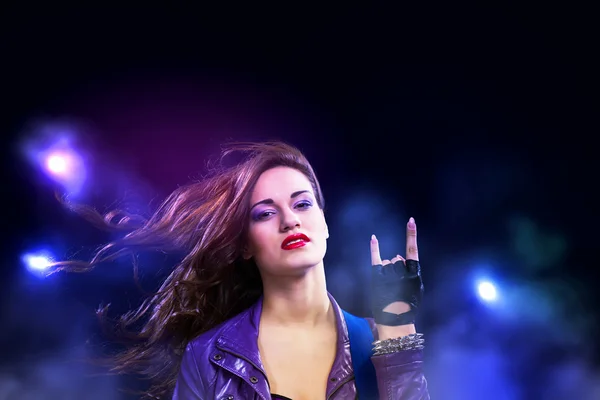 Rock passionate girl with black wings — Stock Photo, Image