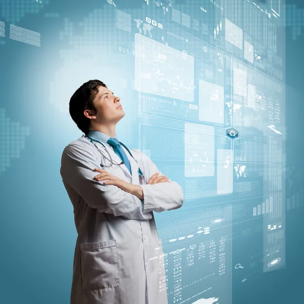 Male doctor thinking — Stock Photo, Image