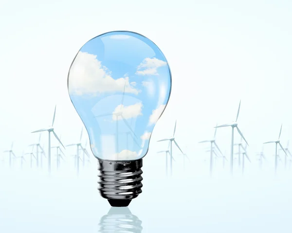 Generatori di lampadine elettriche e mulini a vento — Foto Stock