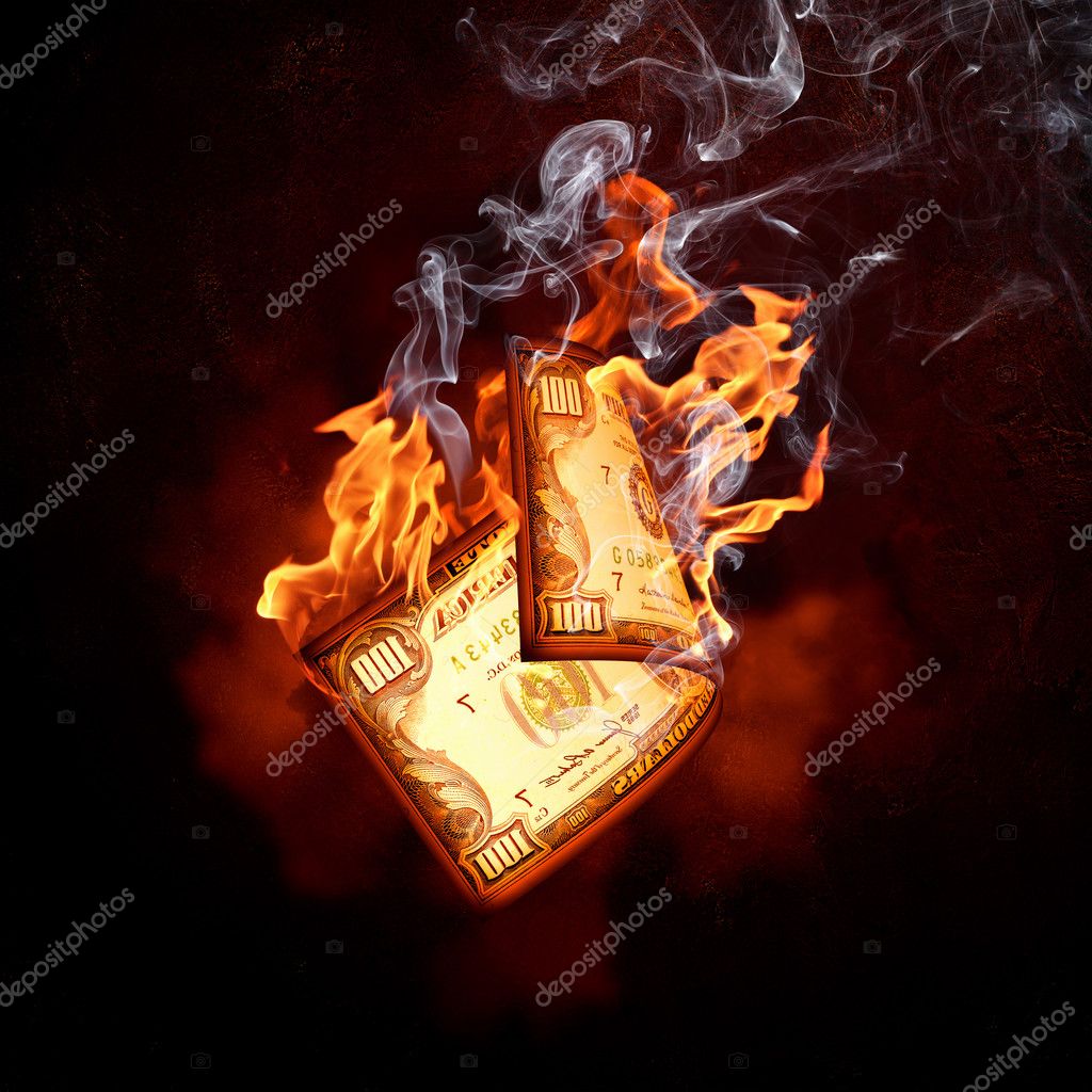 Dollar banknote in fire flames Stock Photo by ©SergeyNivens 30250077