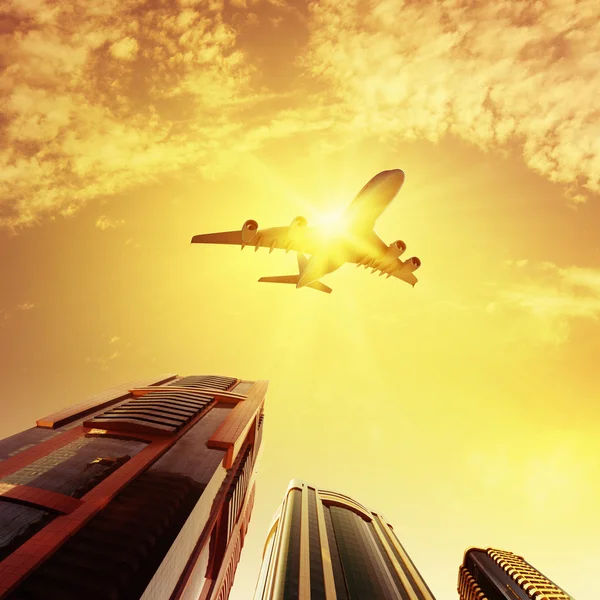 Plane in sky — Stock Photo, Image