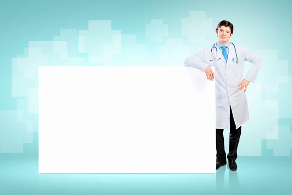 Läkare med Tom banner — Stockfoto
