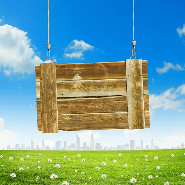 Houten lege banner — Stockfoto