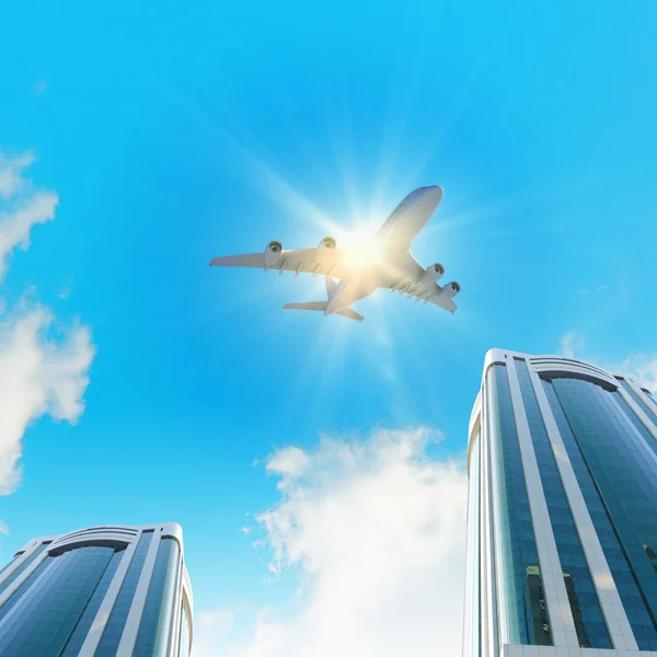 Plane in sky — Stock Photo, Image