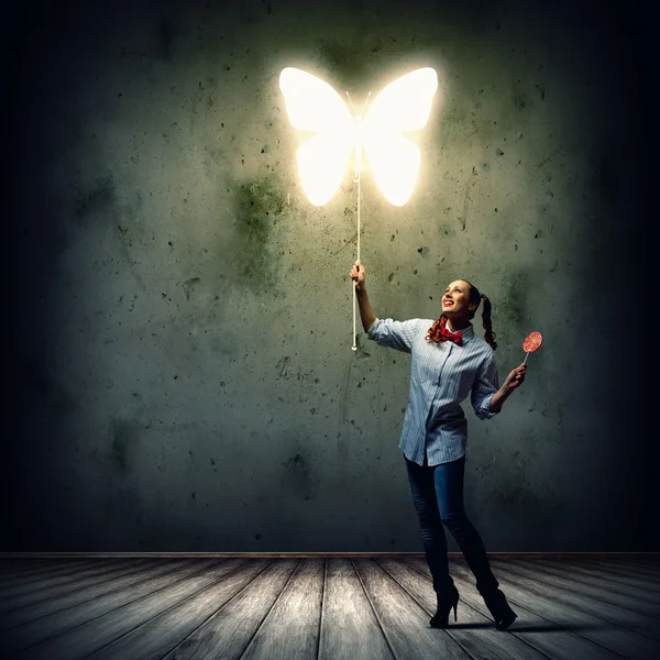 Teenager girl with candy — Stock Photo, Image