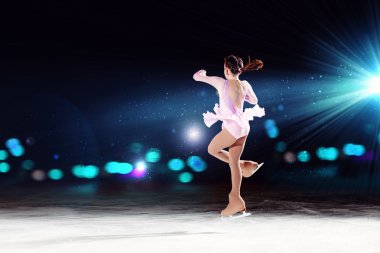 Little girl figure skating clipart