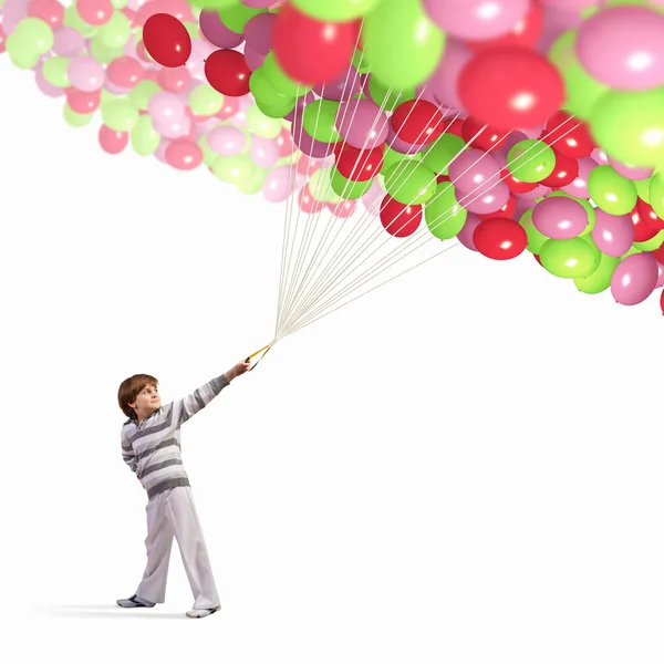 Lindo chico con globos — Foto de Stock