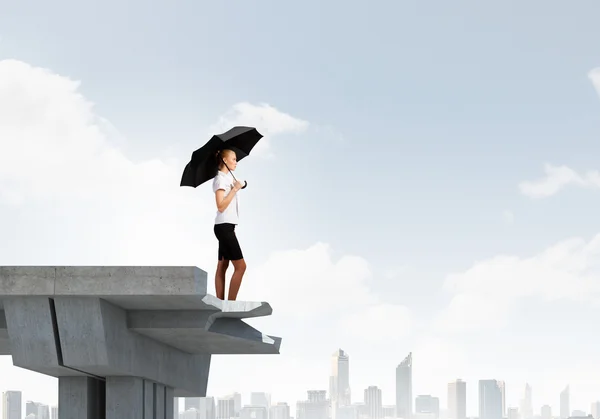 Businesswoman on bridge — Stock Photo, Image