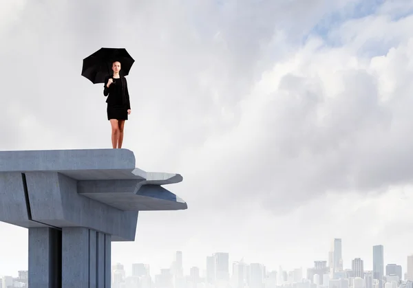 Businesswoman on bridge — Stock Photo, Image