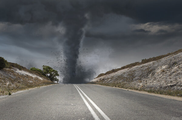 Tornado on road