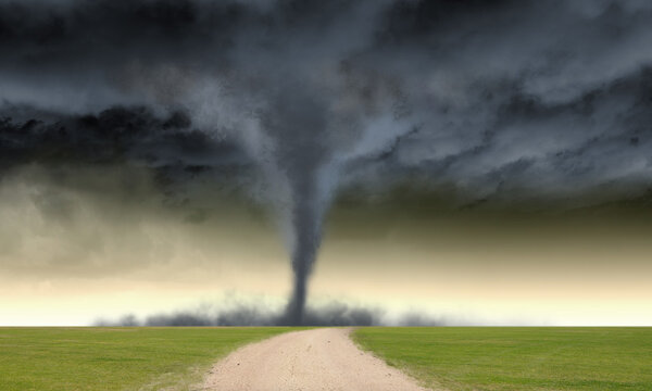 Tornado in meadow