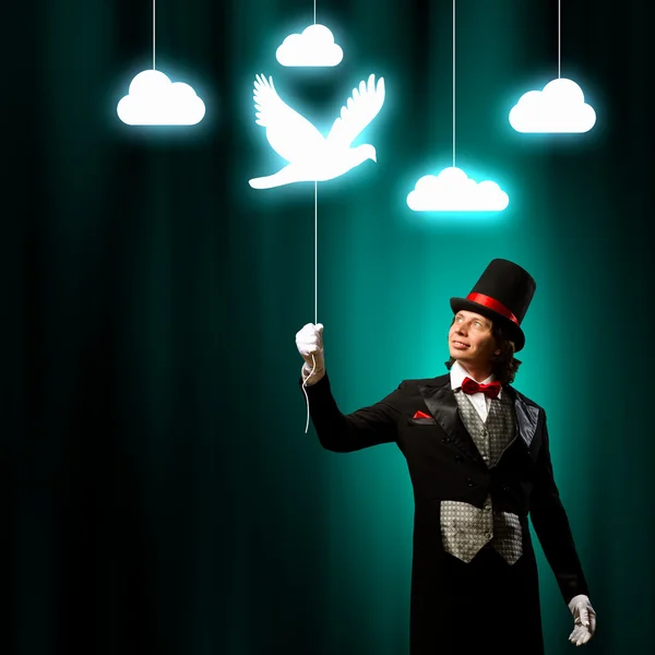 Magician in hat — Stock Photo, Image