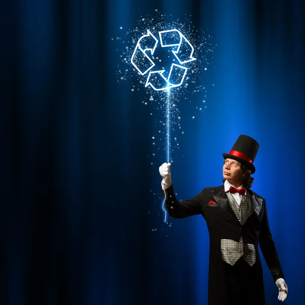 Magician in hat — Stock Photo, Image