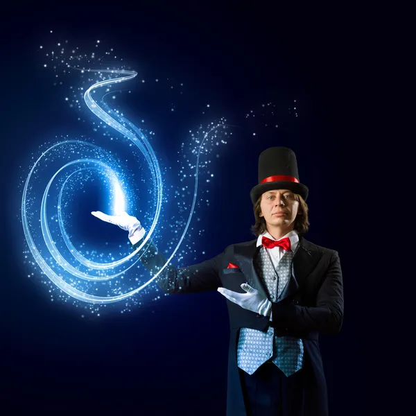 Magician in hat — Stock Photo, Image