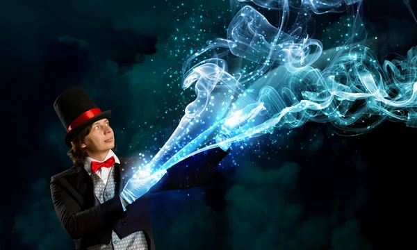 Magician in hat — Stock Photo, Image