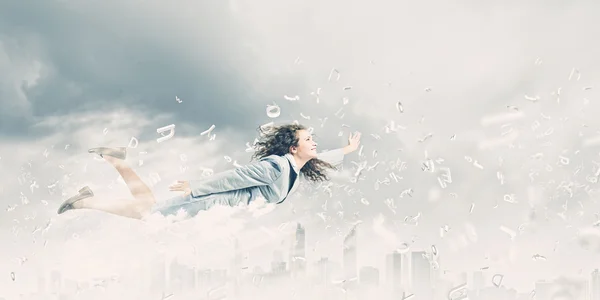 Super-mulher voadora — Fotografia de Stock