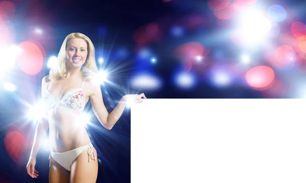 Chica con banner — Foto de Stock