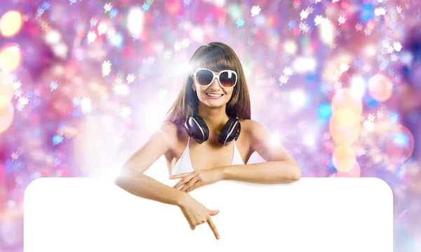 Girl with banner — Stock Photo, Image