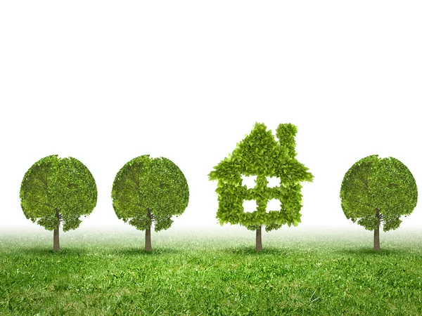 Conceptual image of green plant shaped like house — Stock Photo, Image