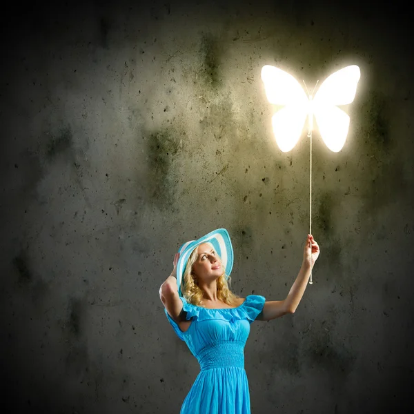 Mulher com balão — Fotografia de Stock