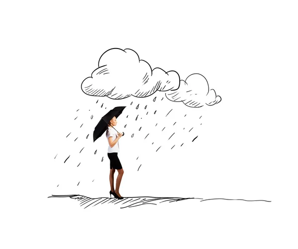 Женщина под дождем — стоковое фото