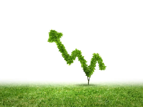 Conceptual image of green plant shaped liked graph — Stock Photo, Image